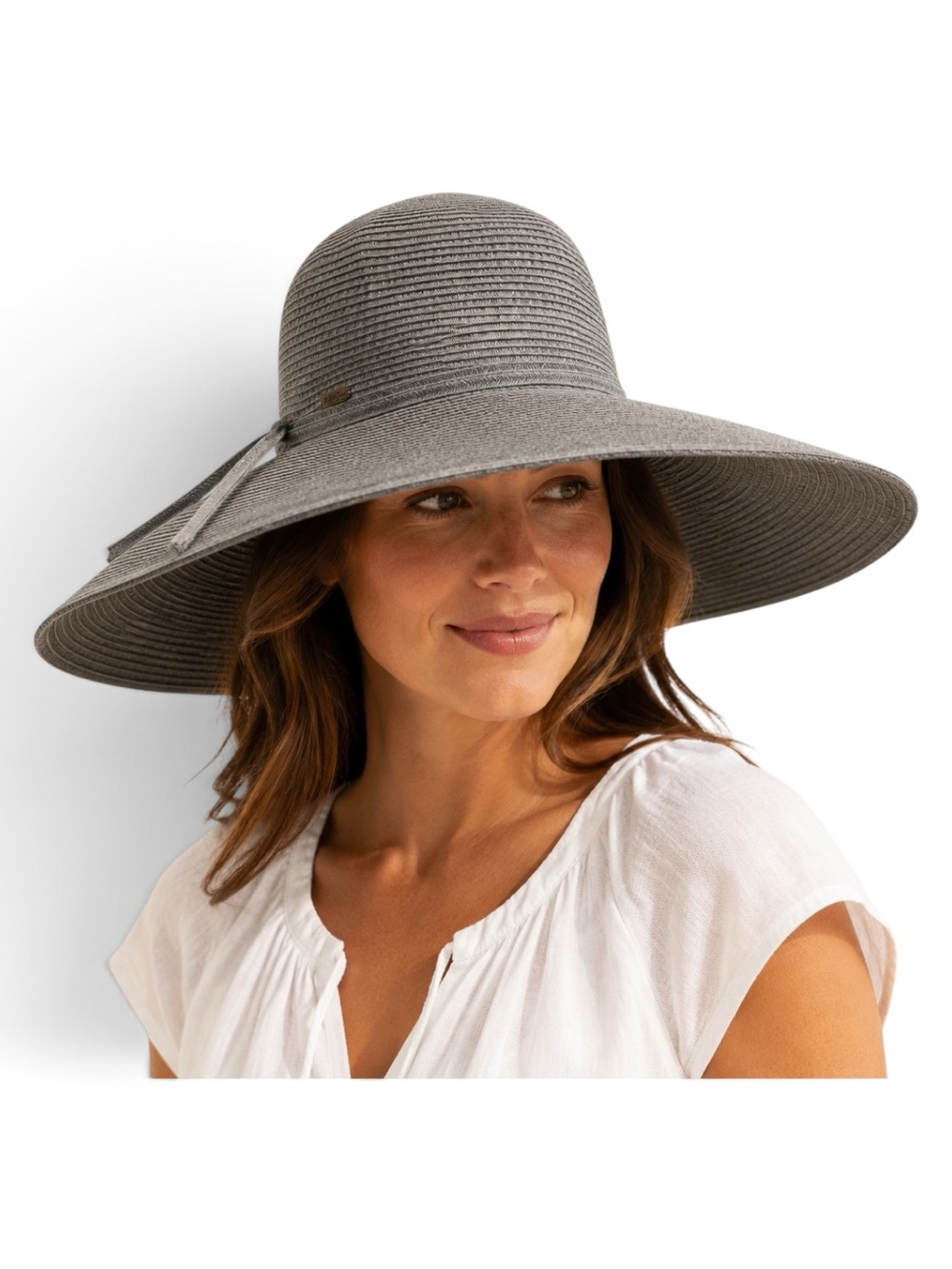 NEW Sun N Sand Packable Sun Hat Taupe Gray Wide Brim Beach Hat